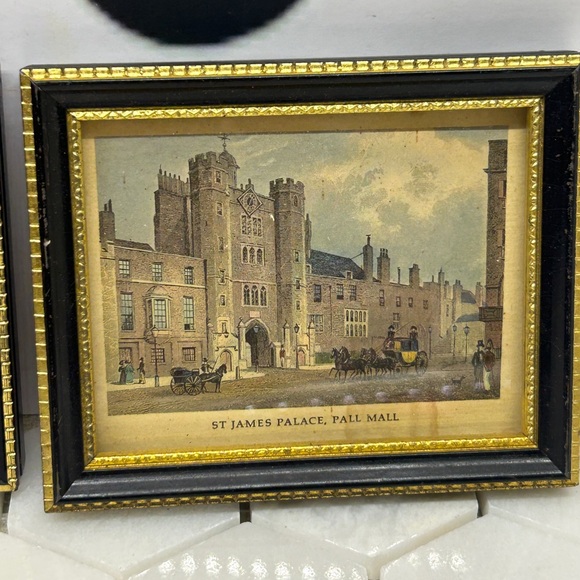 Vintage Set 3 Wooden Small Frame Pictures London, St. James Palace, St. Paul - Picture 4 of 11